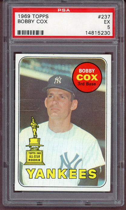 1969 Topps Baseball #237 Bobby Cox Yankees PSA 5 EX 561166