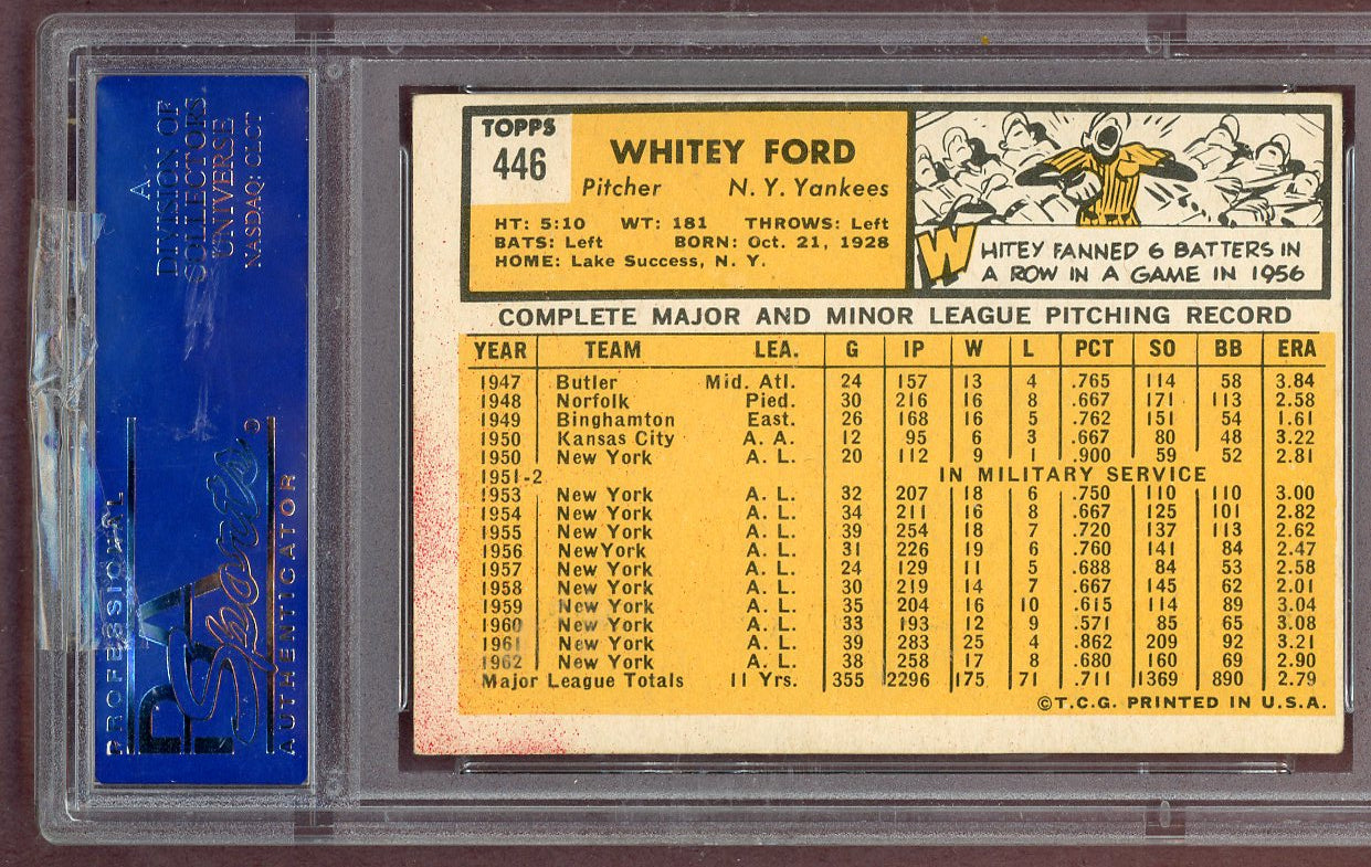 1963 Topps Baseball #446 Whitey Ford Yankees PSA 5 EX 561167