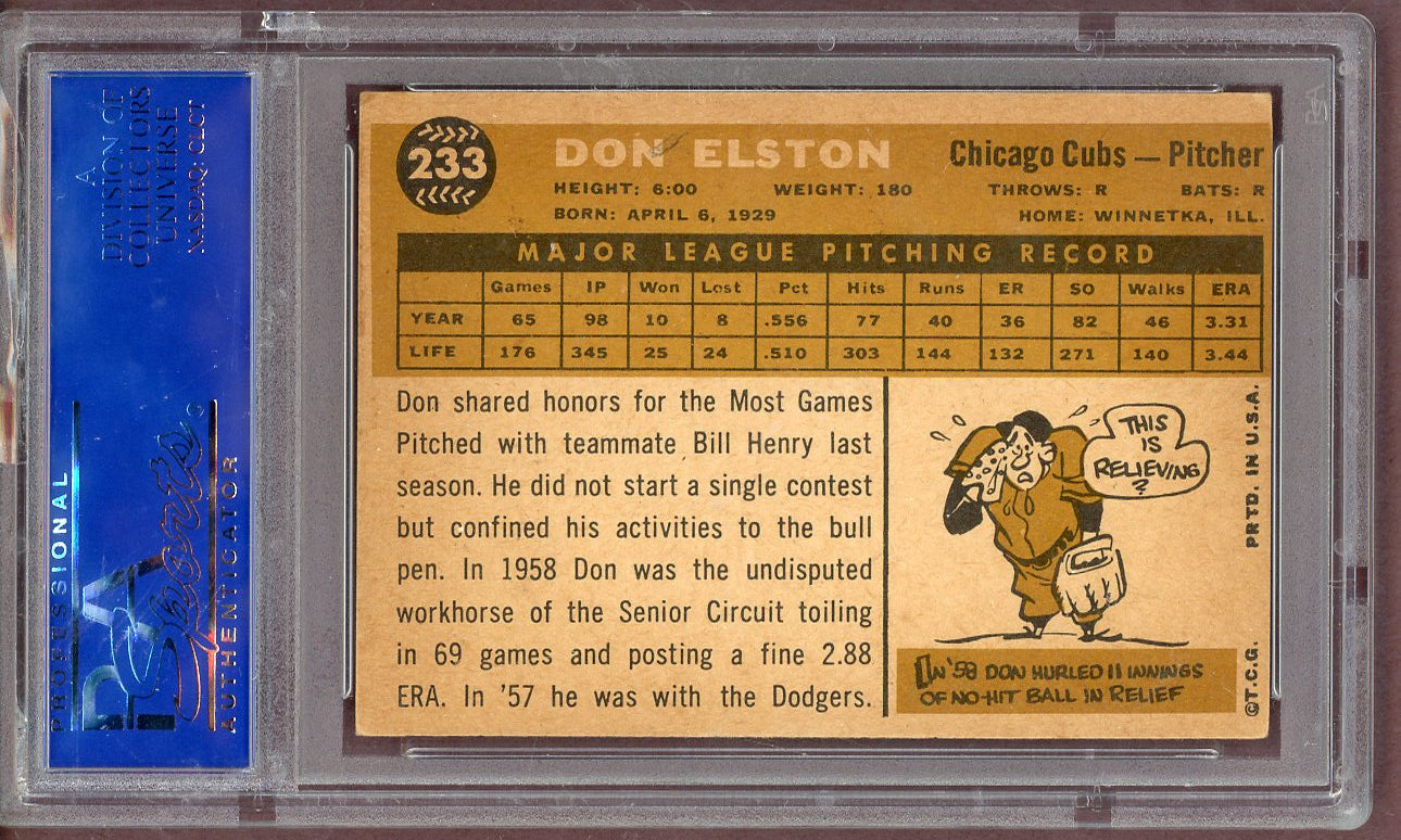1960 Topps Baseball #233 Don Elston Cubs PSA 5 EX 561169