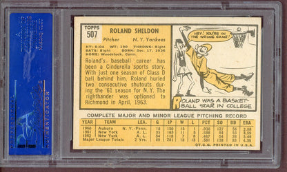 1963 Topps Baseball #507 Roland Sheldon Yankees PSA 7 NM 561173