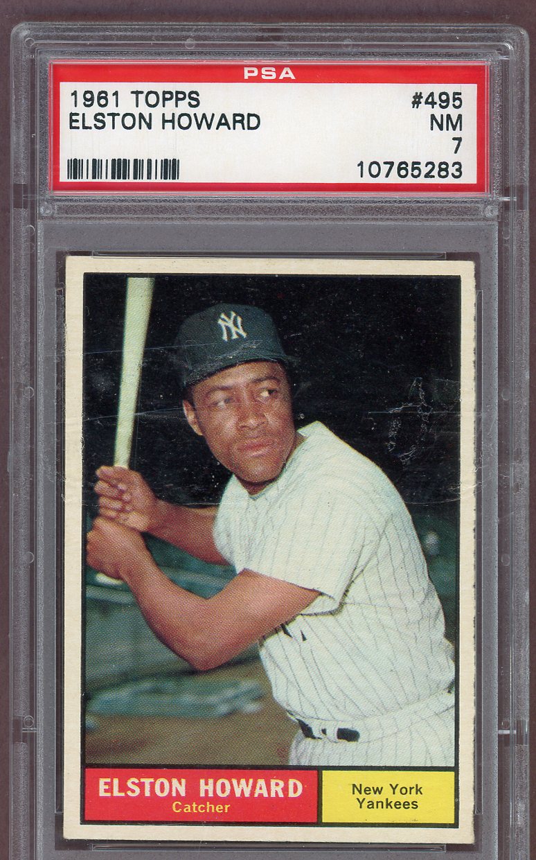 1961 Topps Baseball #495 Elston Howard Yankees PSA 7 NM 561176