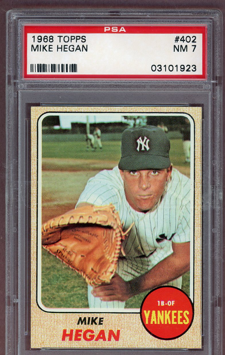 1968 Topps Baseball #402 Mike Hegan Yankees PSA 7 NM 561179