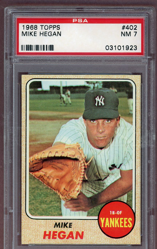1968 Topps Baseball #402 Mike Hegan Yankees PSA 7 NM 561179