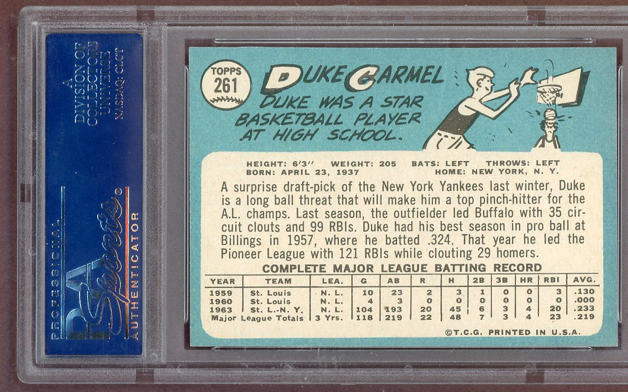 1965 Topps Baseball #261 Duke Carmel Yankees PSA 7 NM 561180