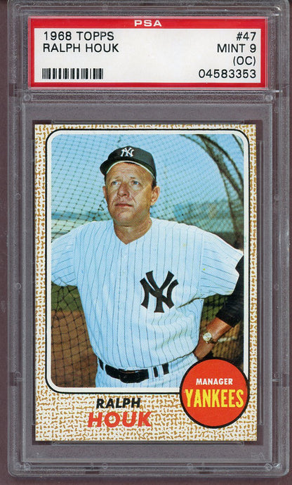 1968 Topps Baseball #047 Ralph Houk Yankees PSA 9 MINT oc 561182