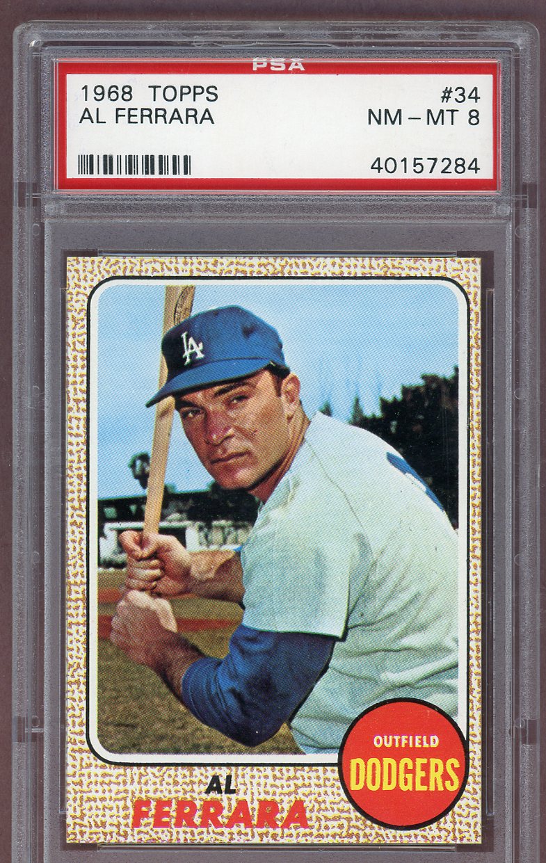 1968 Topps Baseball #034 Al Ferrara Dodgers PSA 8 NM/MT 561183
