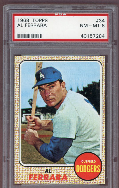1968 Topps Baseball #034 Al Ferrara Dodgers PSA 8 NM/MT 561183
