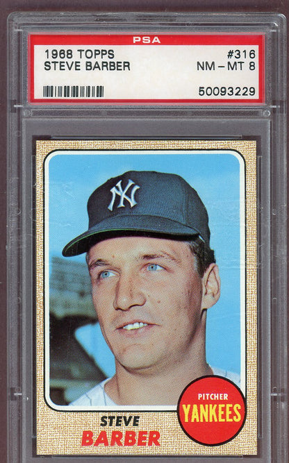 1968 Topps Baseball #316 Steve Barber Yankees PSA 8 NM/MT 561184