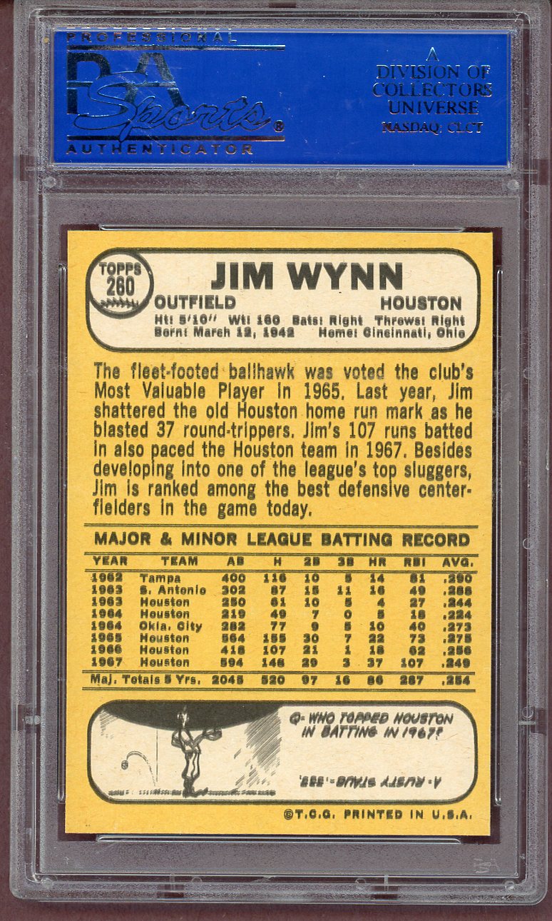 1968 Topps Baseball #260 Jim Wynn Astros PSA 7 NM 561185