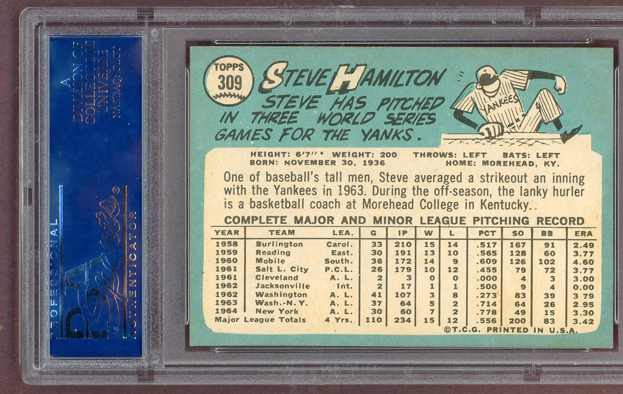1965 Topps Baseball #309 Steve Hamilton Yankees PSA 8 NM/MT 561187