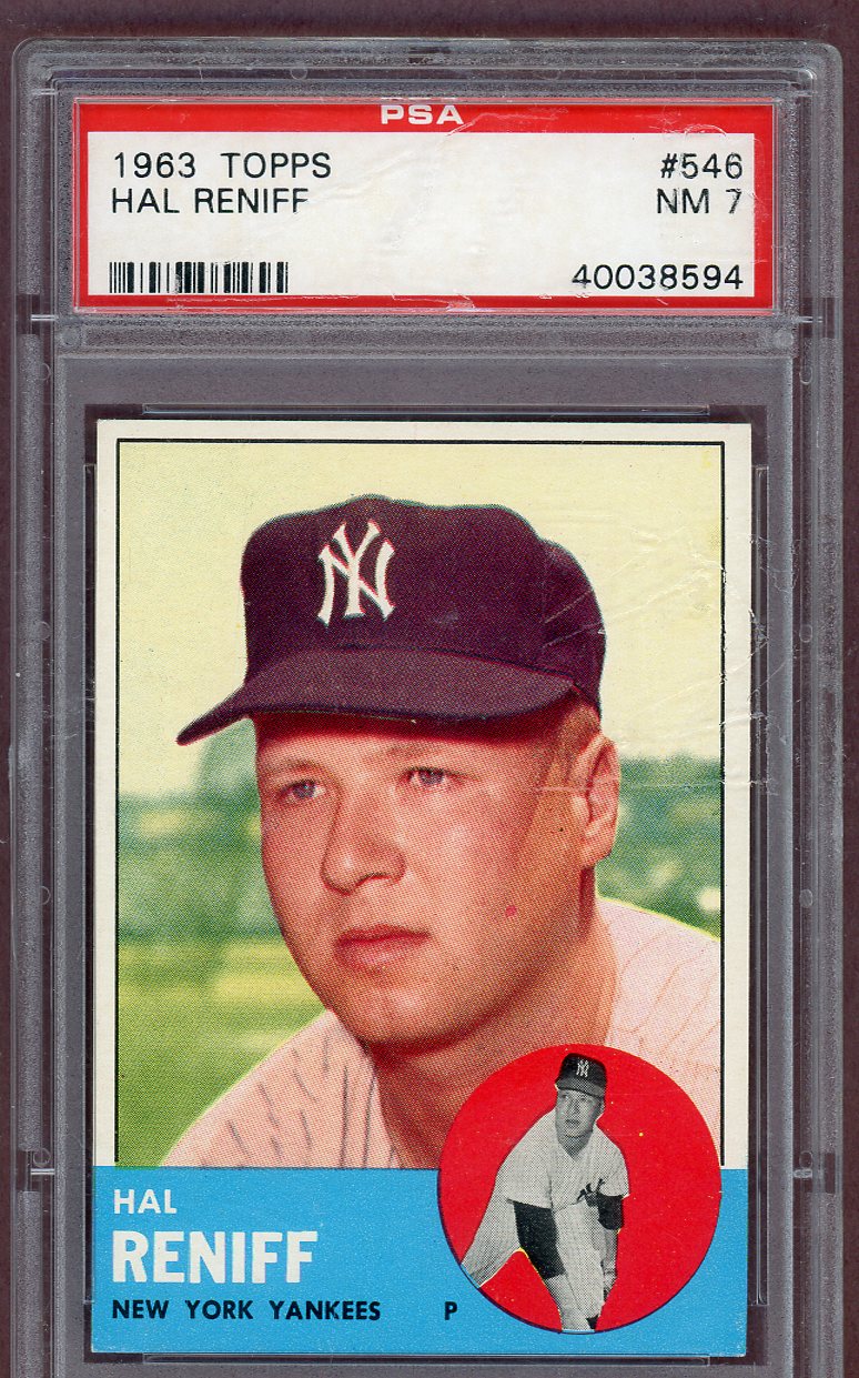 1963 Topps Baseball #546 Hal Reniff Yankees PSA 7 NM 561188