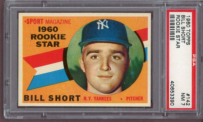 1960 Topps Baseball #142 Bill Short Yankees PSA 7 NM 561189
