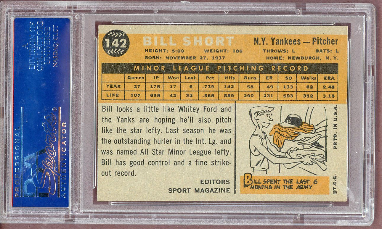 1960 Topps Baseball #142 Bill Short Yankees PSA 7 NM 561189