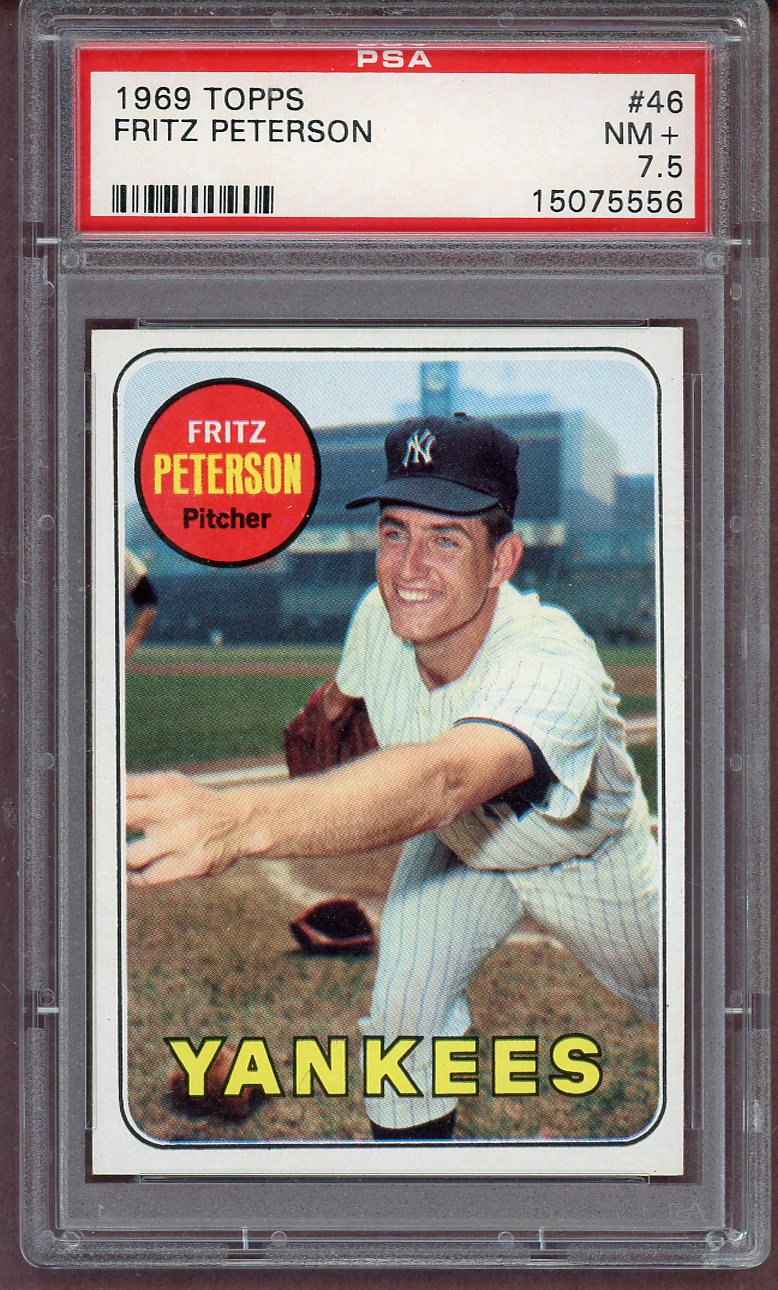 1969 Topps Baseball #046 Fritz Peterson Yankees PSA 7.5 NM+ 561190