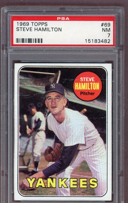 1969 Topps Baseball #069 Steve Hamilton Yankees PSA 7 NM 561191