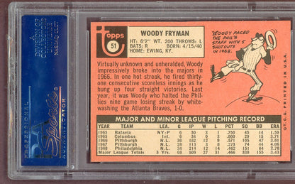 1969 Topps Baseball #051 Woody Fryman Phillies PSA 7 NM 561192