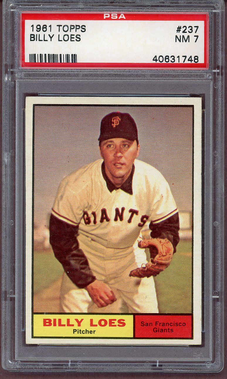 1961 Topps Baseball #237 Billy Loes Giants PSA 7 NM 561193