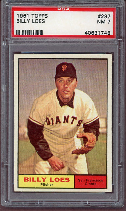 1961 Topps Baseball #237 Billy Loes Giants PSA 7 NM 561193