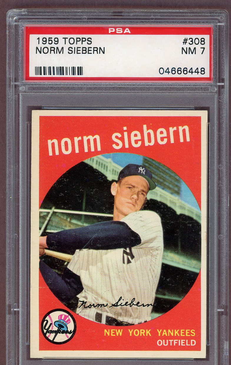 1959 Topps Baseball #308 Norm Siebern Yankees PSA 7 NM 561195