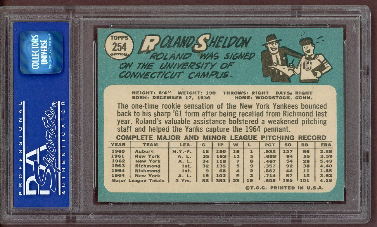 1965 Topps Baseball #254 Roland Sheldon Yankees PSA 8 NM/MT 561198