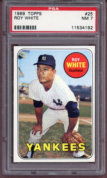 1969 Topps Baseball #025 Roy White Yankees PSA 7 NM 561202