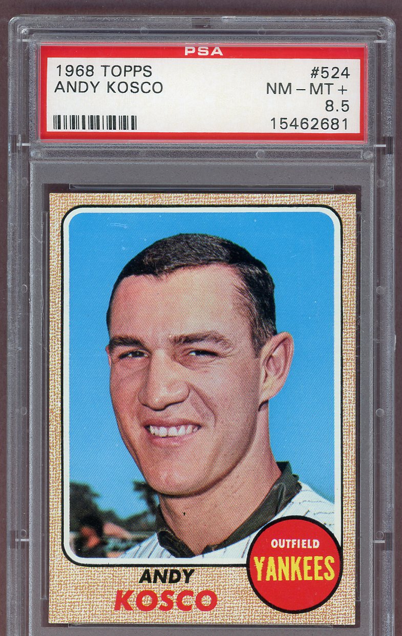 1968 Topps Baseball #524 Andy Kosco Yankees PSA 8.5 NM/MT+ 561203