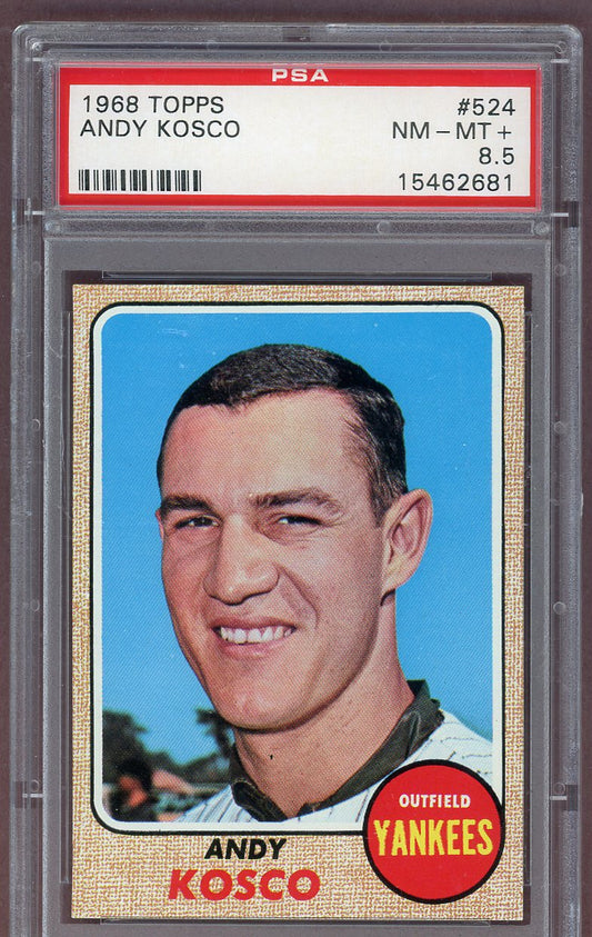 1968 Topps Baseball #524 Andy Kosco Yankees PSA 8.5 NM/MT+ 561203