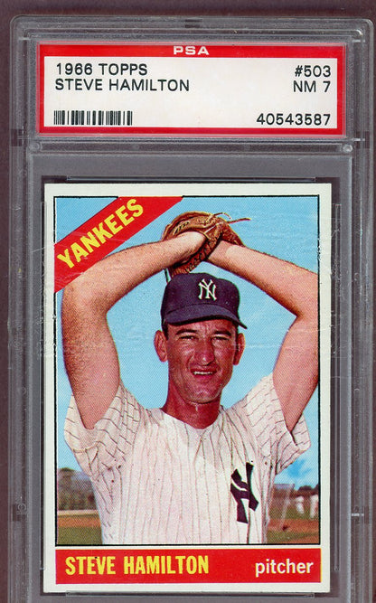 1966 Topps Baseball #503 Steve Hamilton Yankees PSA 7 NM 561208