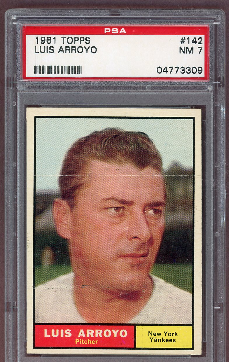 1961 Topps Baseball #142 Luis Arroyo Yankees PSA 7 NM 561211