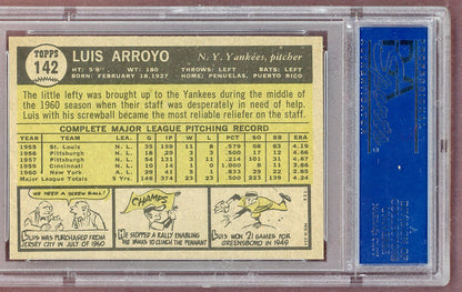 1961 Topps Baseball #142 Luis Arroyo Yankees PSA 7 NM 561211