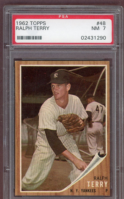 1962 Topps Baseball #048 Ralph Terry Yankees PSA 7 NM 561212