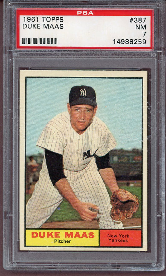 1961 Topps Baseball #387 Duke Maas Yankees PSA 7 NM 561213