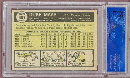 1961 Topps Baseball #387 Duke Maas Yankees PSA 7 NM 561213