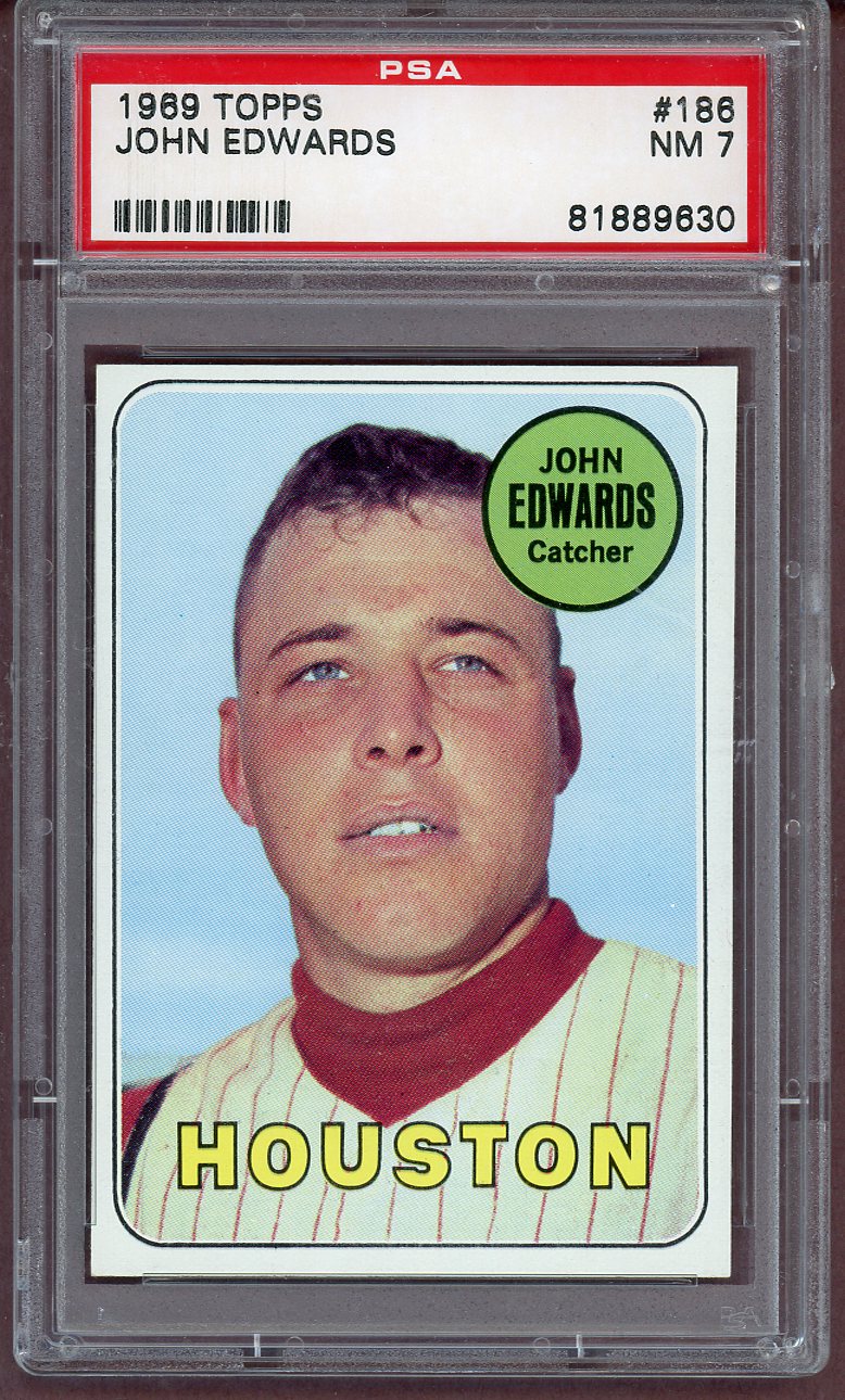 1969 Topps Baseball #186 John Edwards Astros PSA 7 NM 561214