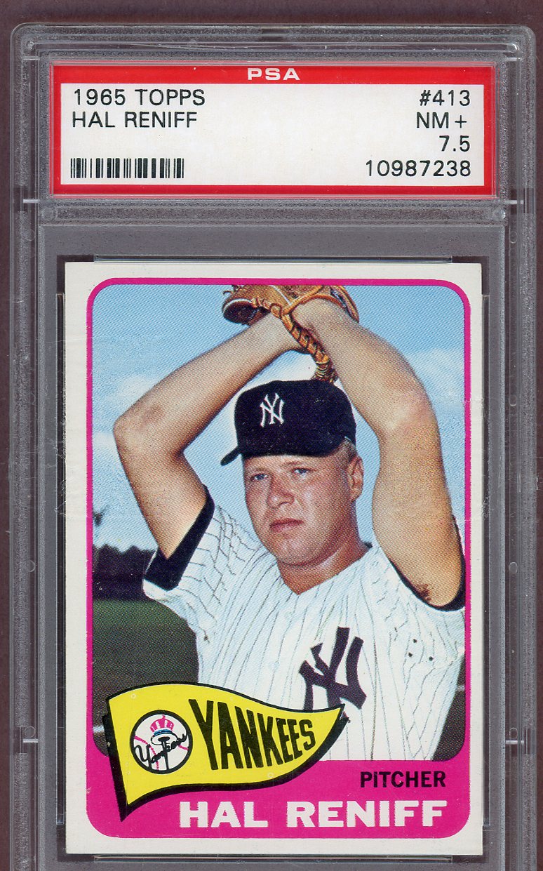 1965 Topps Baseball #413 Hal Reniff Yankees PSA 7.5 NM+ 561216
