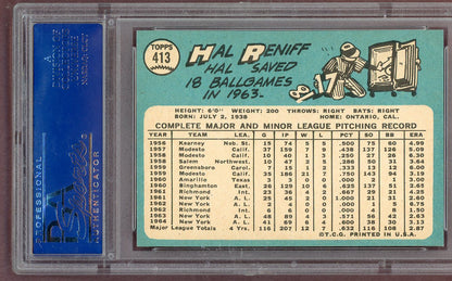 1965 Topps Baseball #413 Hal Reniff Yankees PSA 7.5 NM+ 561216