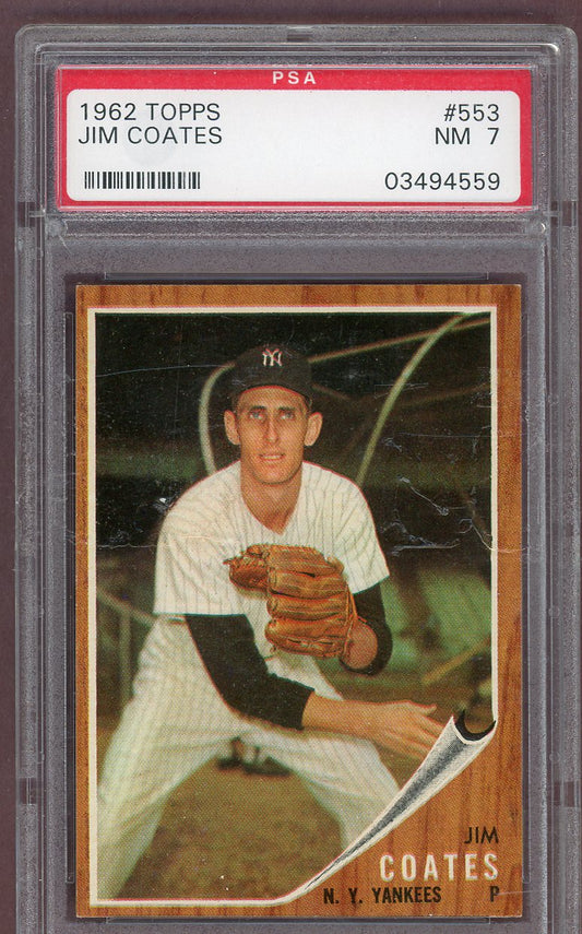 1962 Topps Baseball #553 Jim Coates Yankees PSA 7 NM 561220