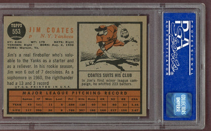 1962 Topps Baseball #553 Jim Coates Yankees PSA 7 NM 561220