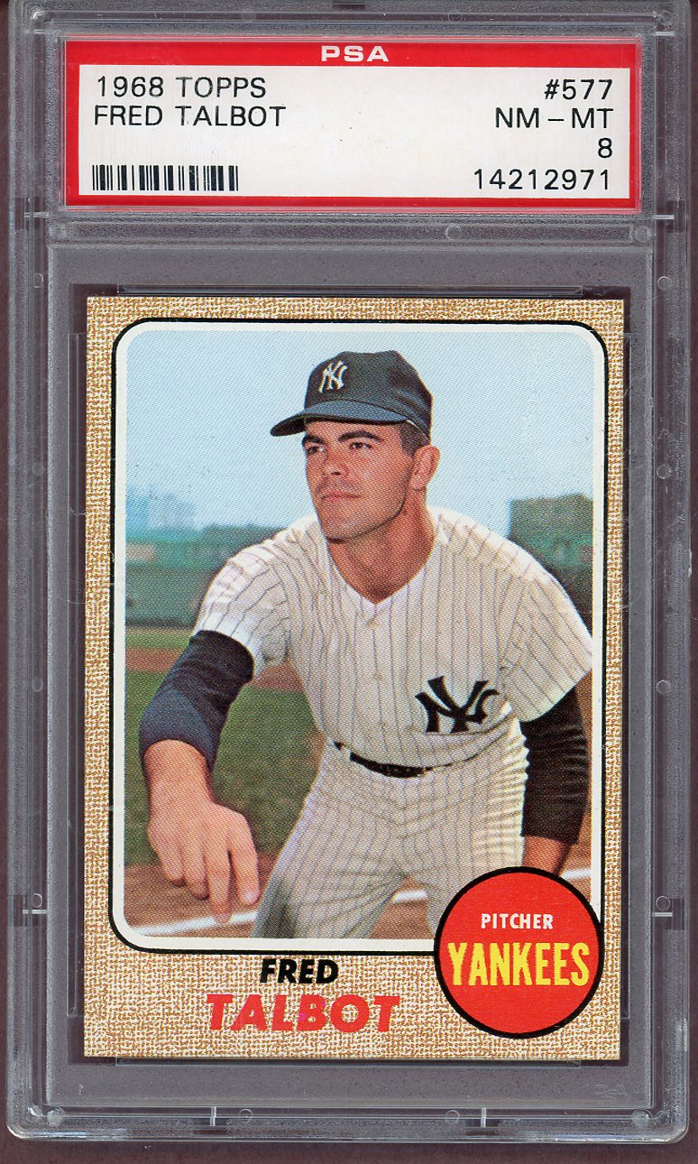 1968 Topps Baseball #577 Fred Talbot Yankees PSA 8 NM/MT 561221