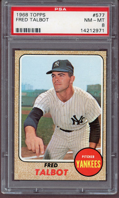1968 Topps Baseball #577 Fred Talbot Yankees PSA 8 NM/MT 561221