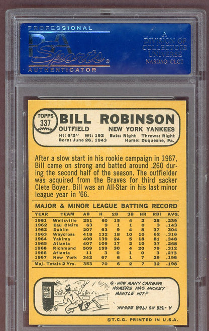 1968 Topps Baseball #337 Bill Robinson Yankees PSA 7 NM 561223