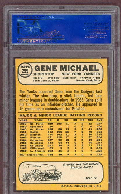 1968 Topps Baseball #299 Gene Michael Yankees PSA 8 NM/MT 561224