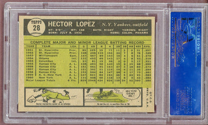 1961 Topps Baseball # 28 Hector Lopez Yankees PSA 7 NM 561225