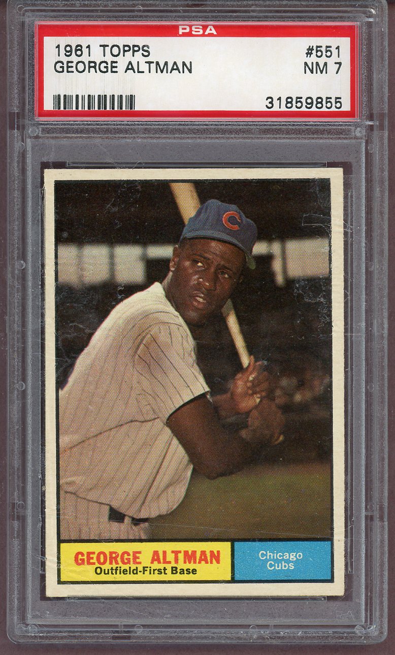 1961 Topps Baseball #551 George Altman Cubs PSA 7 NM 561226