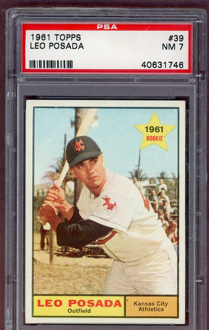 1961 Topps Baseball # 39 Leo Posada A's PSA 7 NM 561227