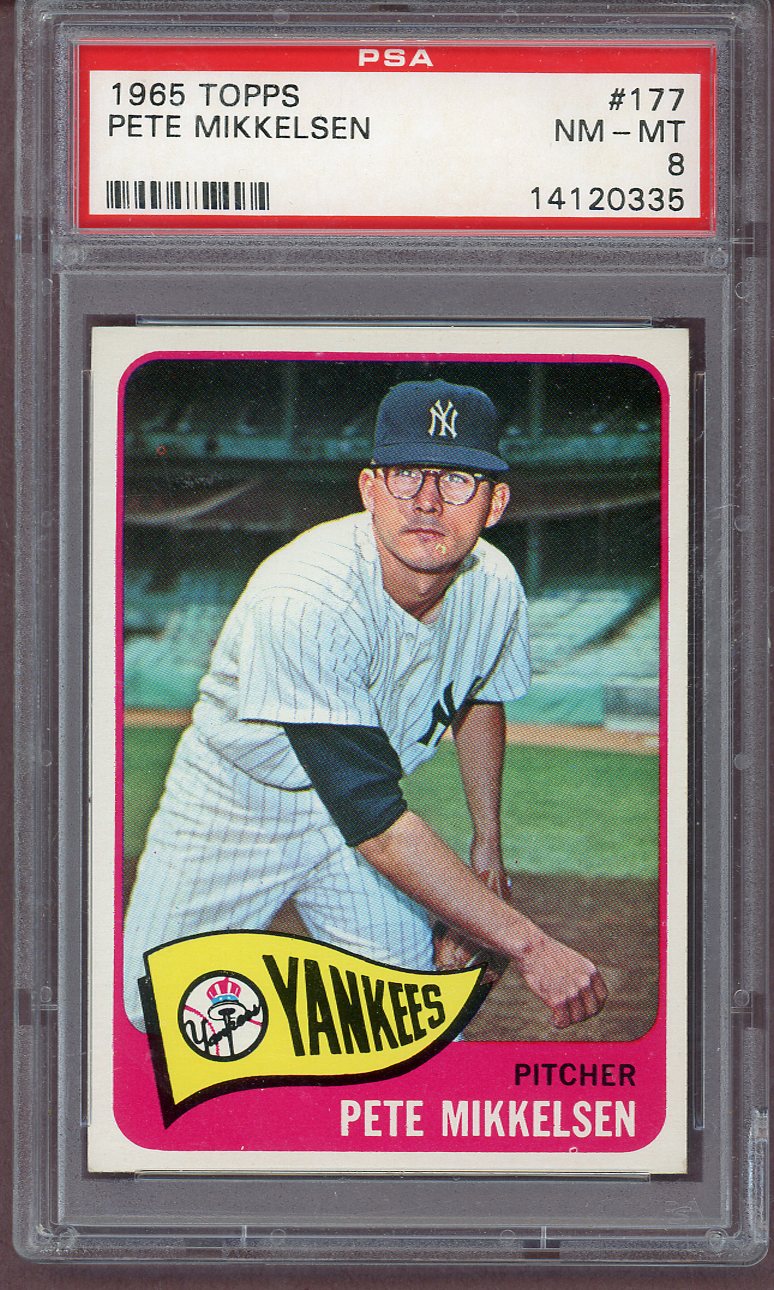 1965 Topps Baseball #177 Pete Mikkelsen Yankees PSA 8 NM/MT 561229