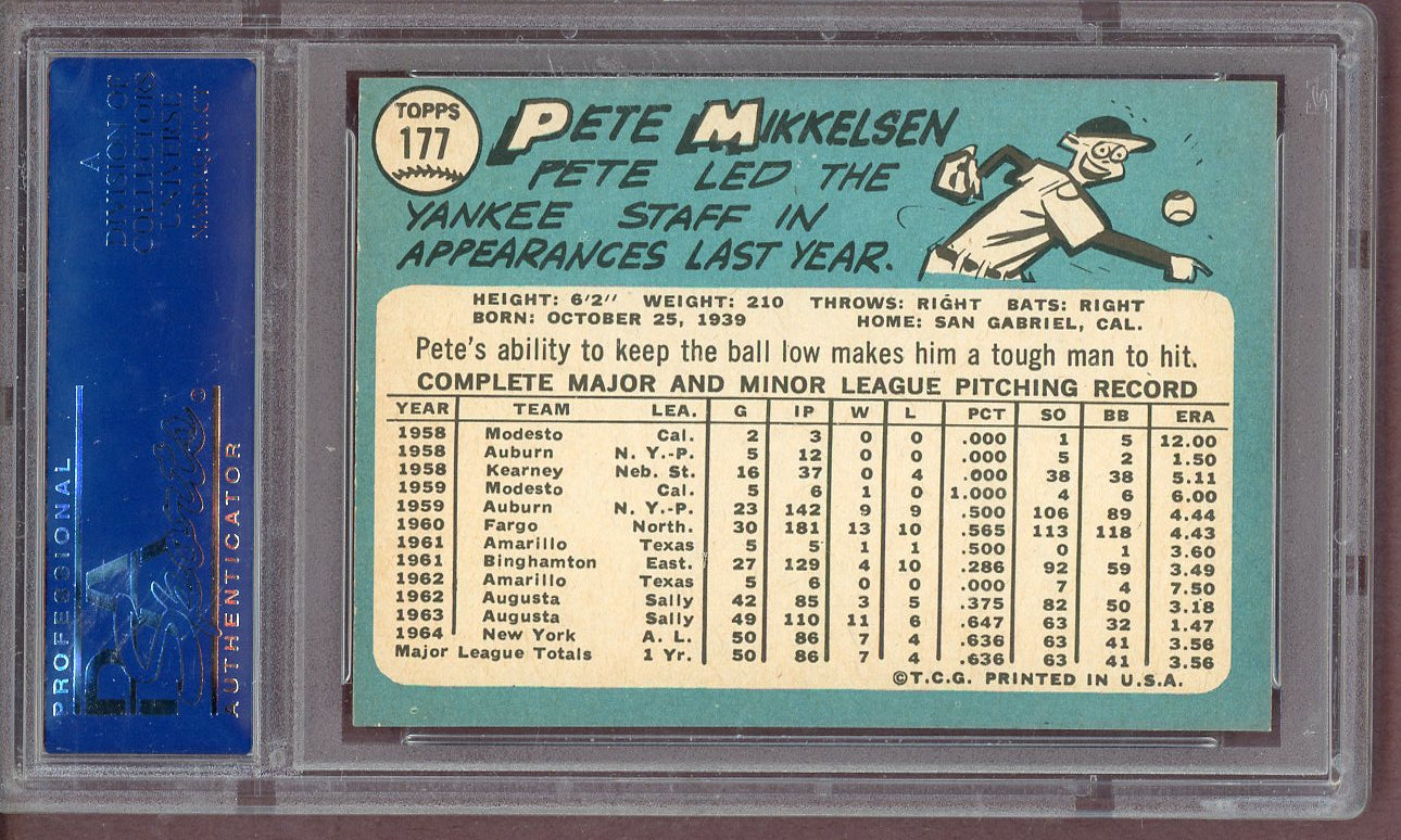 1965 Topps Baseball #177 Pete Mikkelsen Yankees PSA 8 NM/MT 561229