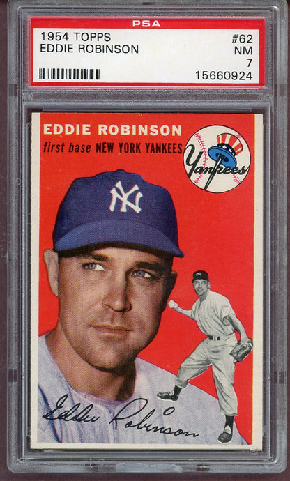 1954 Topps Baseball # 62 Eddie Robinson Yankees PSA 7 NM 561238