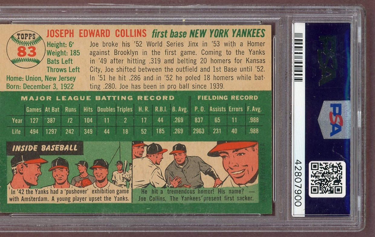 1954 Topps Baseball # 83 Joe Collins Yankees PSA 7 NM 561239