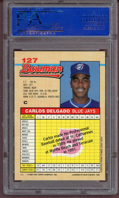 1992 Bowman #127 Carlos Delgado Blue Jays PSA 9 MINT 561242
